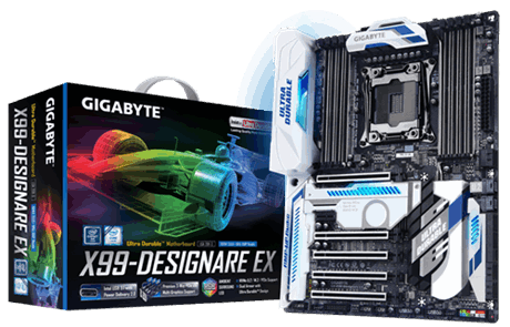 produkt-foto van 'Gigabyte R moederbord - ga-x99-Designare EX, lga 2011-v3, 8x ddr4, 6x sata, gl'