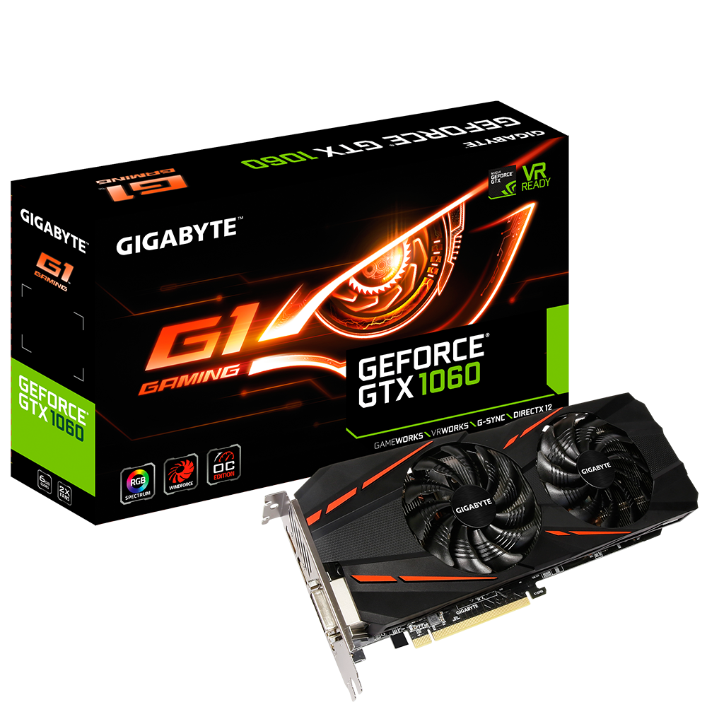 produkt-foto van 'Gigabyte Geforce video-kaart - gv-n1060g1 gaming-6gd, 6gb, pci-e 3, dvi, dp & h'