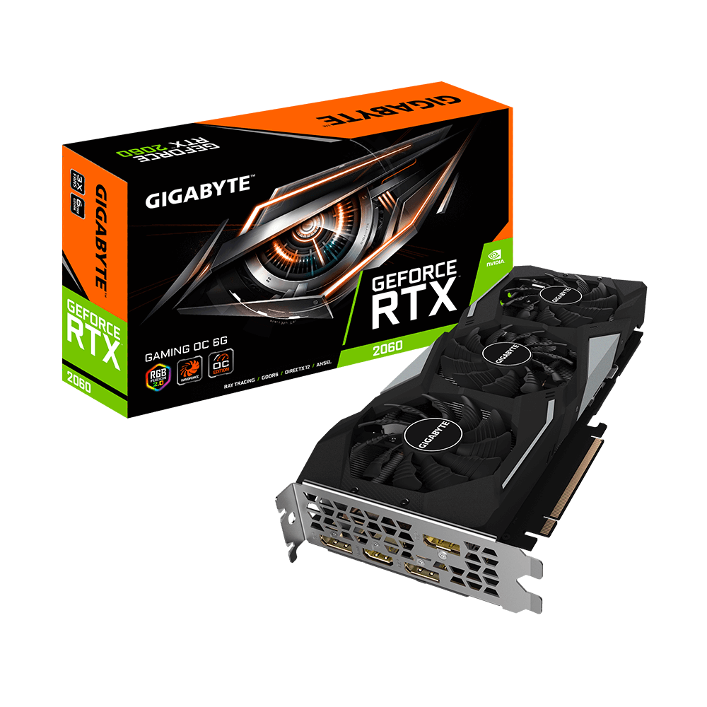 produkt-foto van 'Gigabyte Geforce video-kaart - gv-n2060 RTX gaming oc-6gd, 6gb'