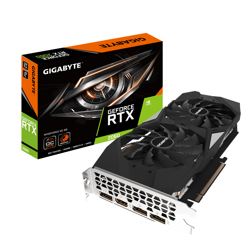 produkt-foto van 'Gigabyte Geforce video-kaart - gv-n2060 RTX wind-force oc-6gd rev 2, 6gb'