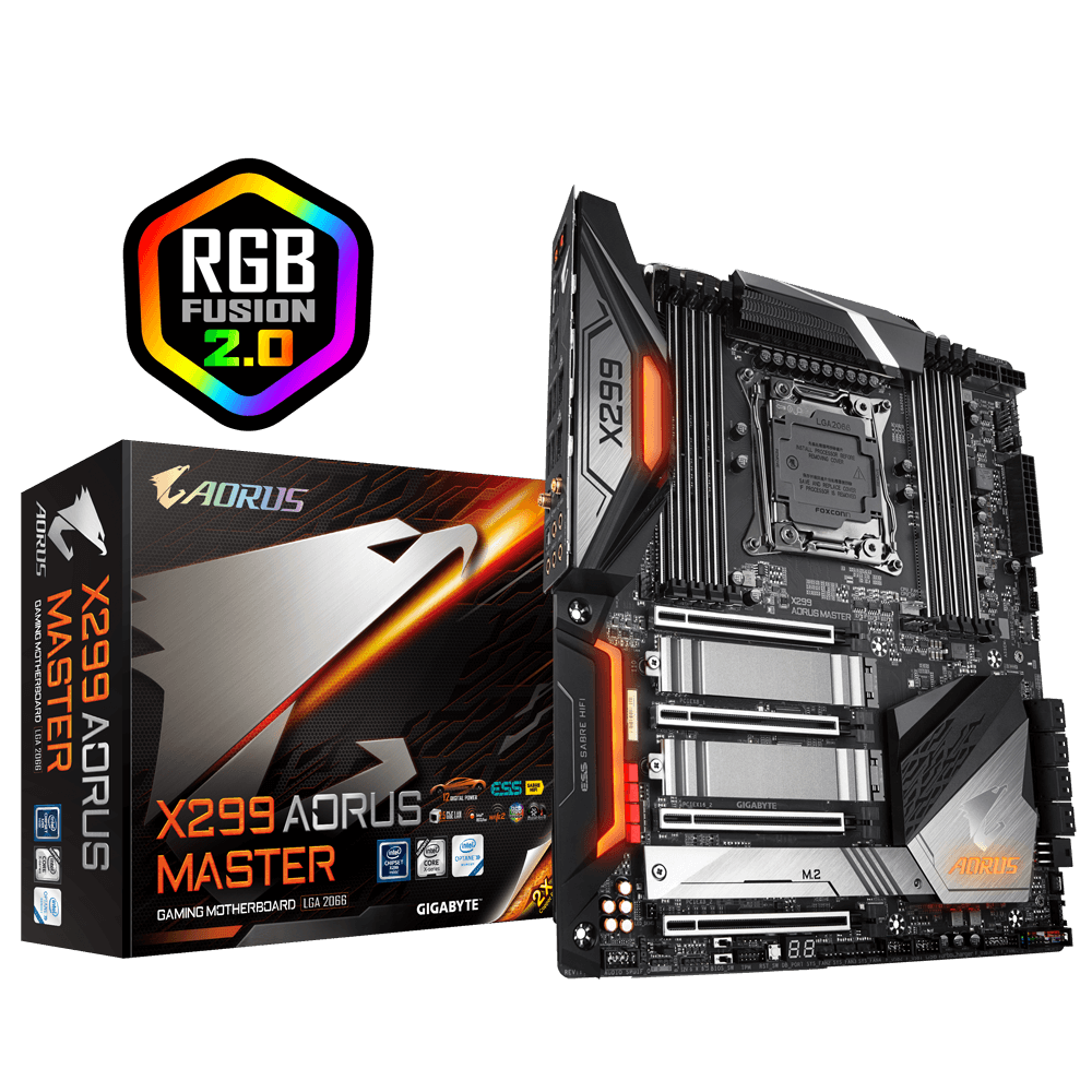 produkt-foto van 'Gigabyte 2066 moederbord - x299 aorus master, lga2066, 4x ddr4'