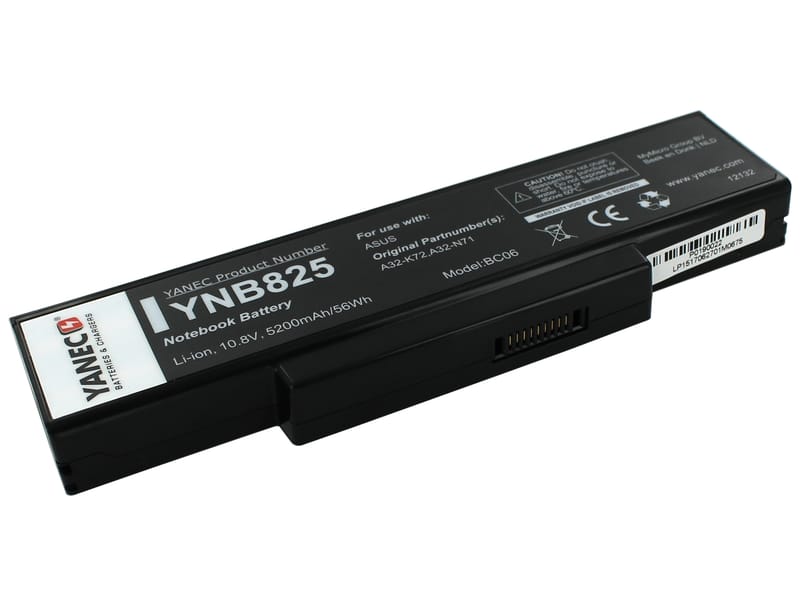 produkt-foto van 'Laptop Accu - 10,8-11,1v, 5.200mah, 57Wh, Yanec, zwart, oa. asus'